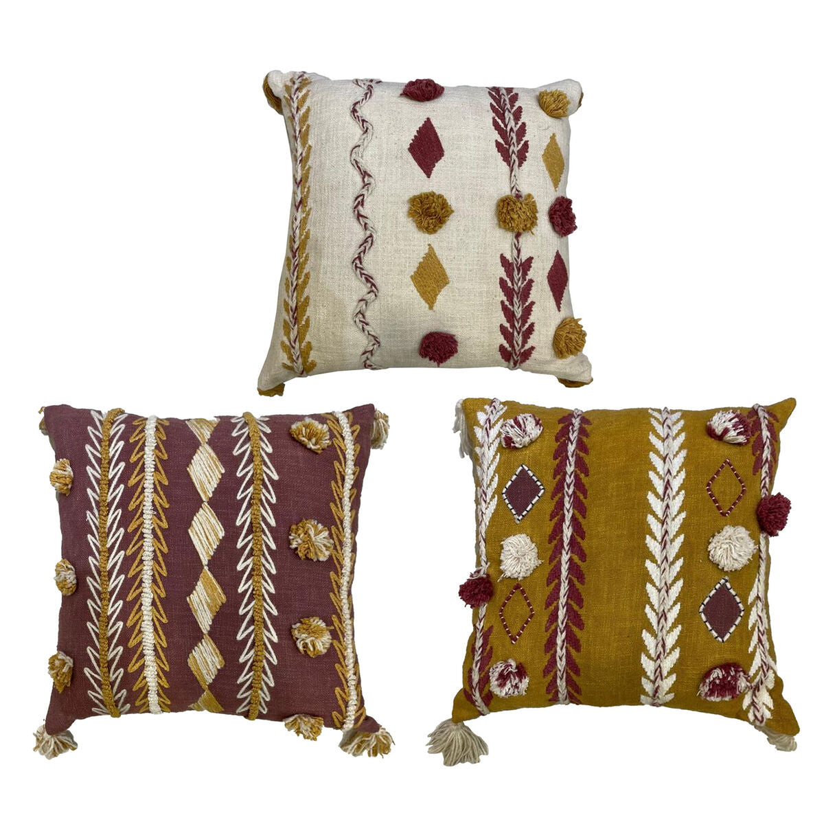Coussin 40 x 15 x 40 cm Blanc Bordeaux Moutarde (3 Pièces)