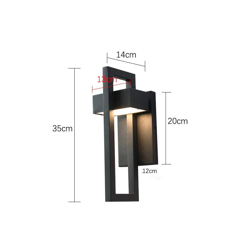 Applique Murale LED Extérieure Vintage et Rétro IP65 détails dimension normal