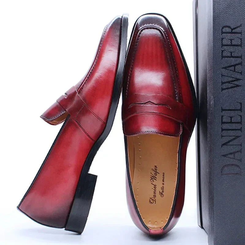 Cherry penny loafers