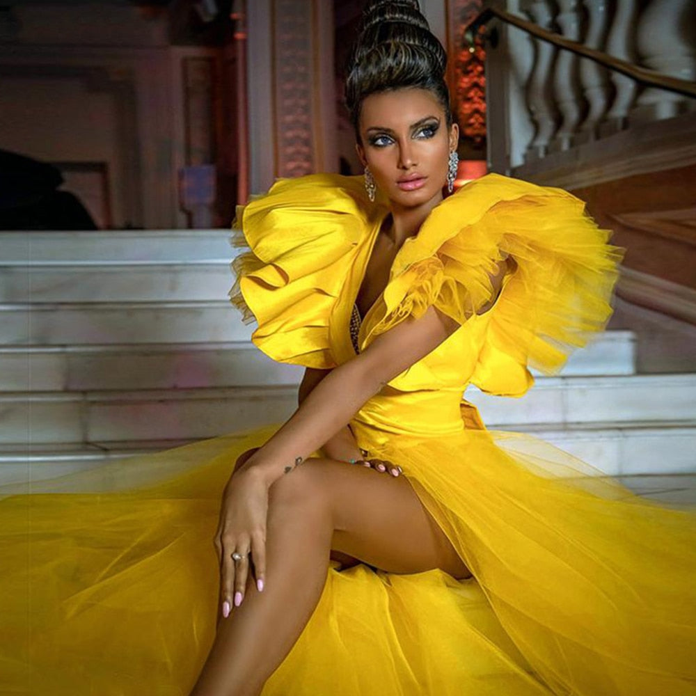 Robe Princesse Jaune en Tulle