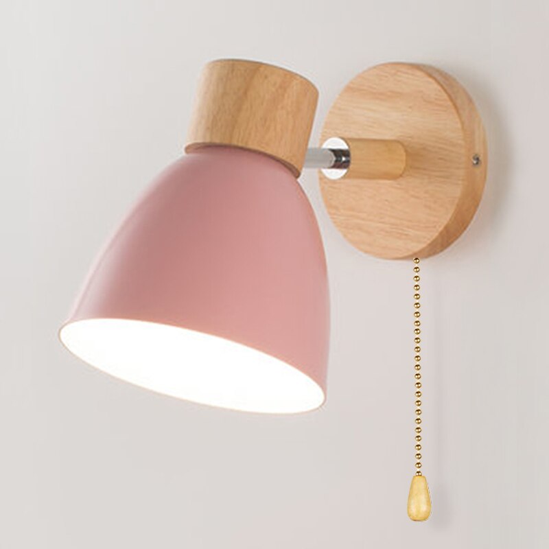Lampe Murale Scandinave Yadiel en Bois – Applique Design avec Interrupteur à Cordon, Plusieurs Tailles Disponibles