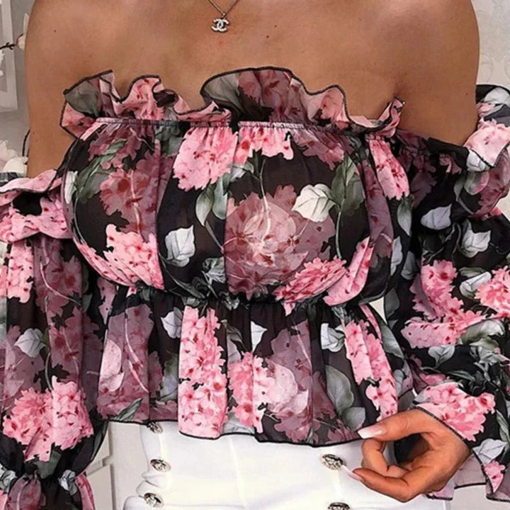 Crop top a volant