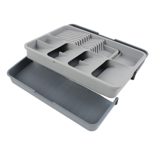 Range couverts gris en plastique