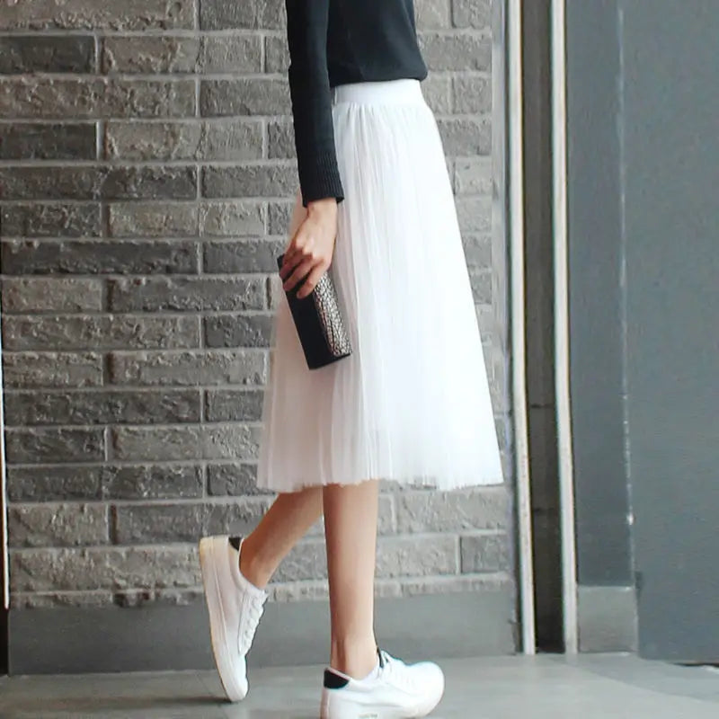 Jupe plissée tulle