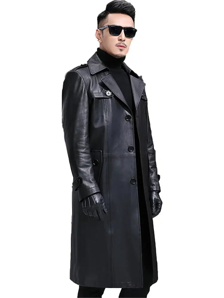 Leather trench coat