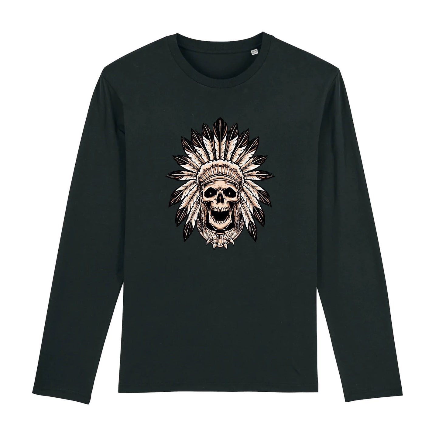 T shirt Manches longues Homme Tête de Mort indienne