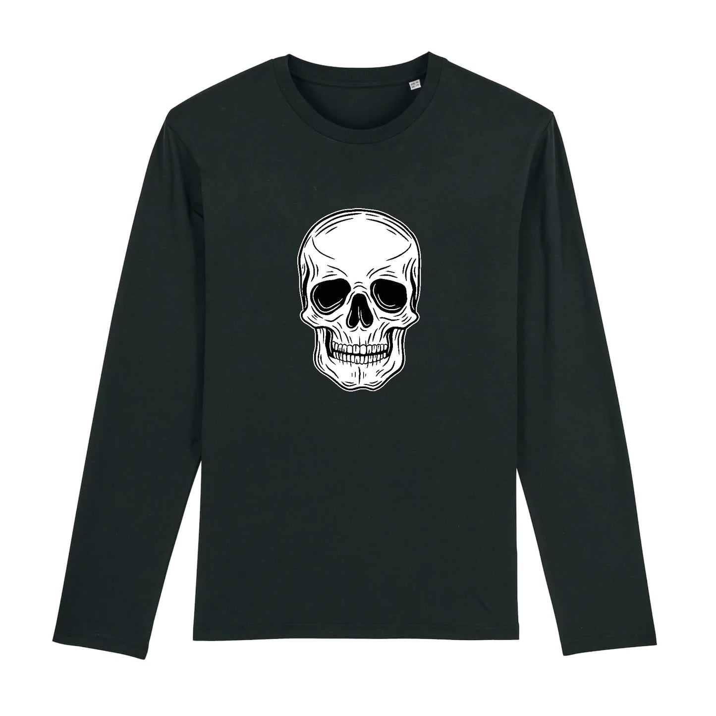 T shirt Manches longues Homme Tête de Mort Blanche