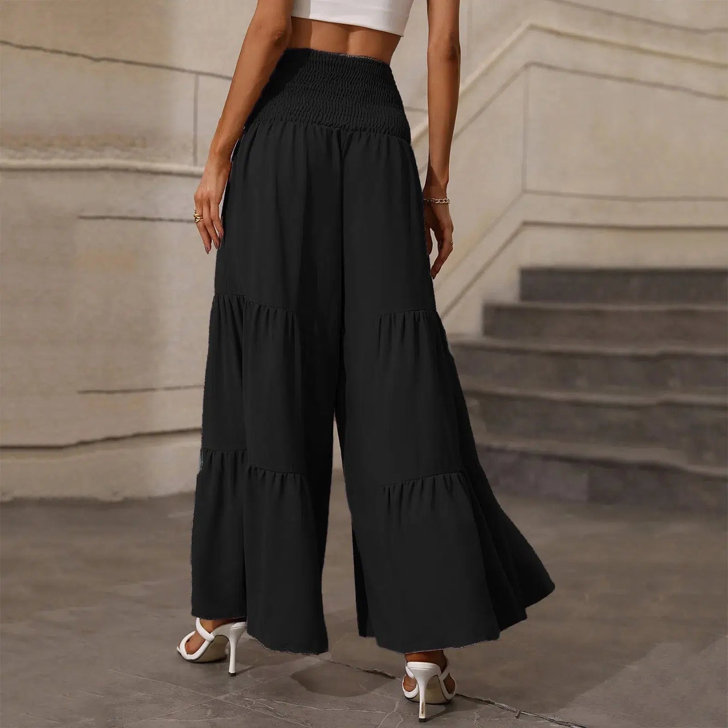Pantalon fluide plissé noir