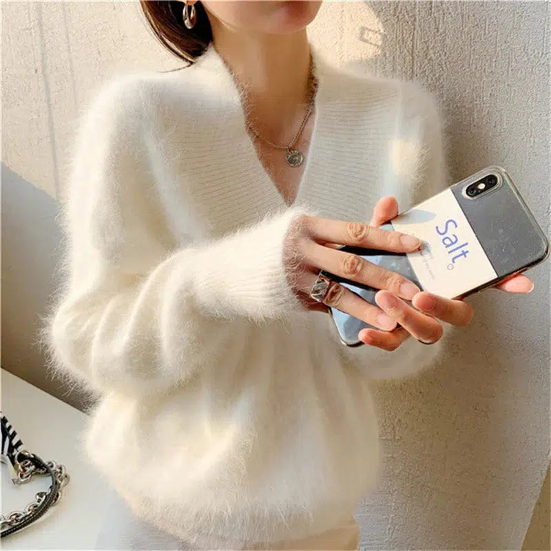 Pull mohair blanc