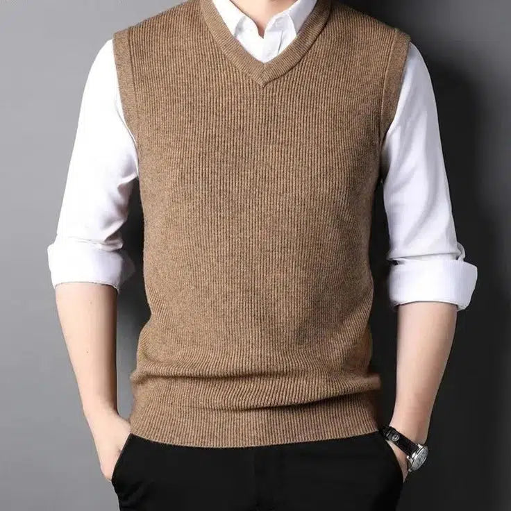 Pull sans manche marron
