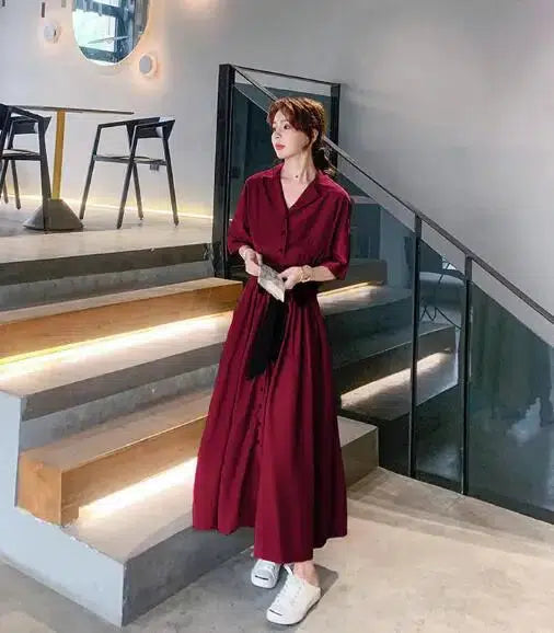 Robe chemise soie-Old Money