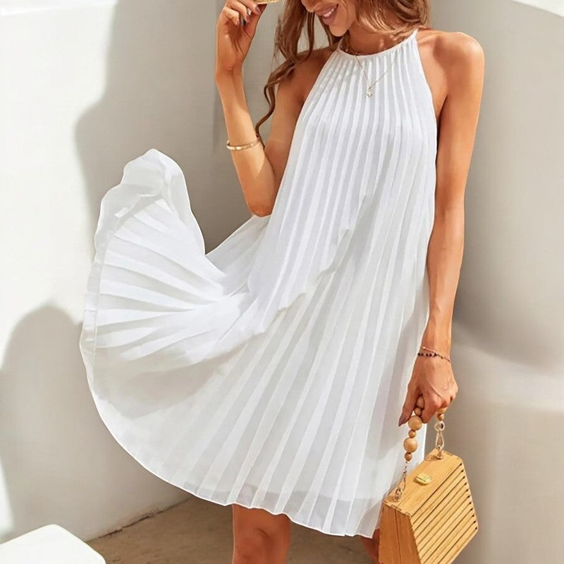 Robe plissée courte blanche