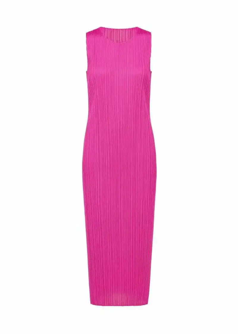Robe plissée fuchsia