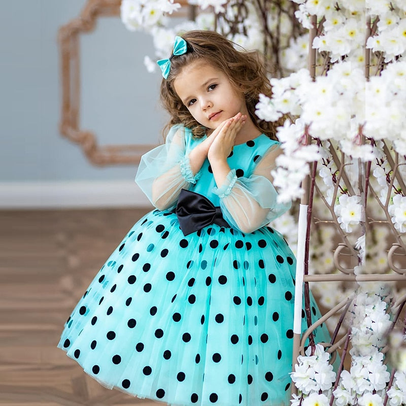 Robe Princesse Fille à Pois