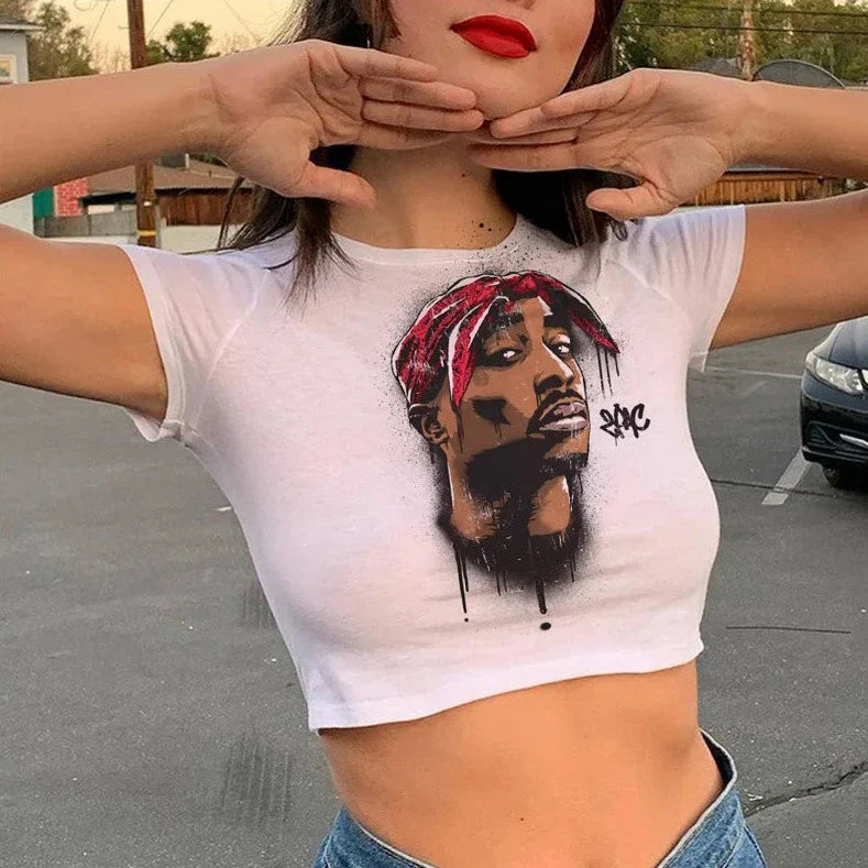 2pac crop top femme
