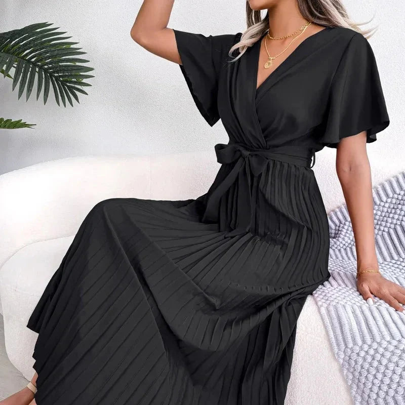 Robe portefeuille plissée