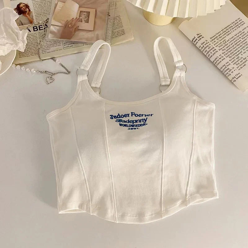 Crop top blanc bretelles