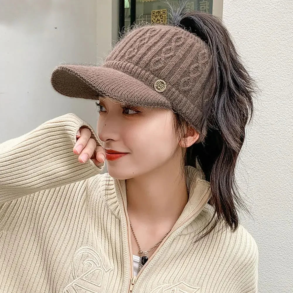 Bonnet Casquette Femme en Maille Tricotée Douce - Celeste