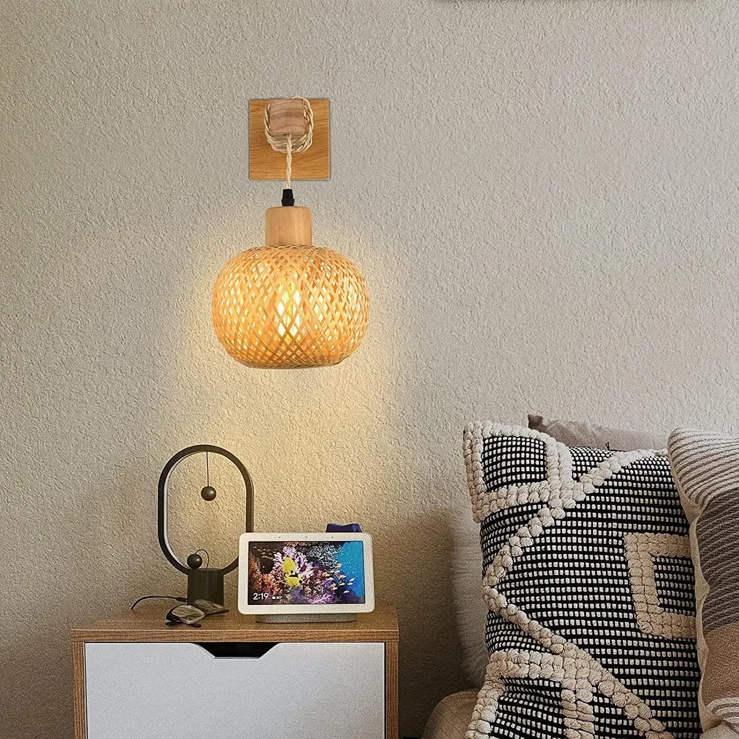 Lampe de chevet Murale Japonaise en Bambou
