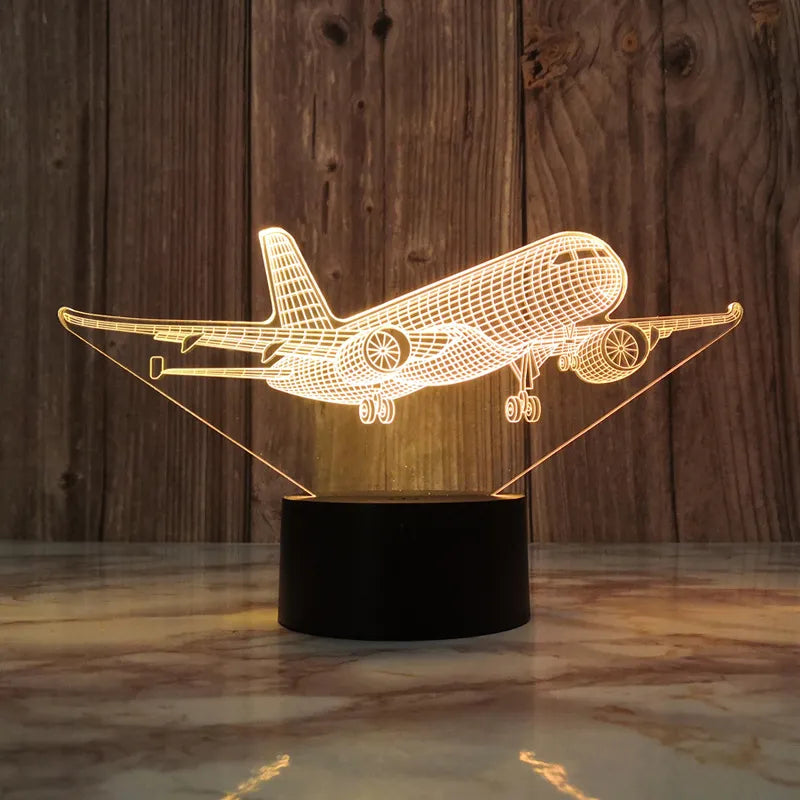 Lampe de chevet 3D Tactile Avion