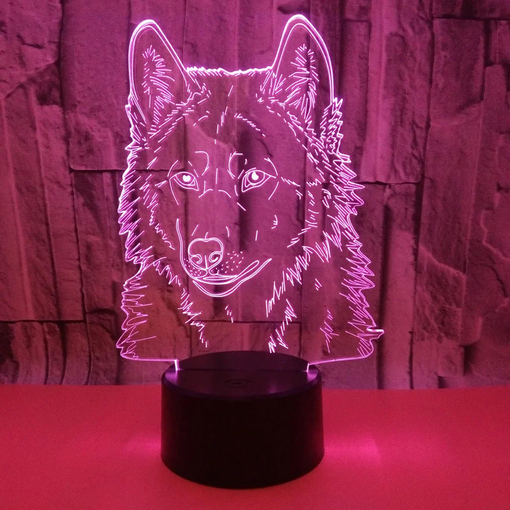 Lampe de Chevet Loup de Nuit 3D pour Enfants