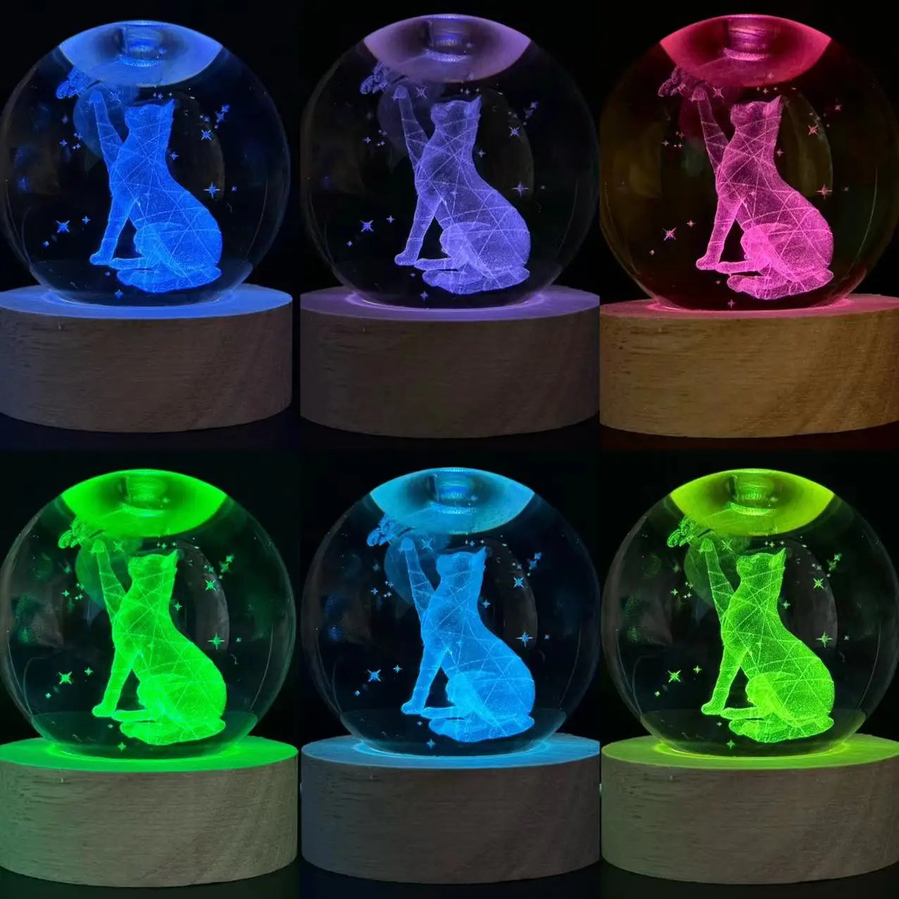 Lampe de chevet 3D Chat gravé au laser