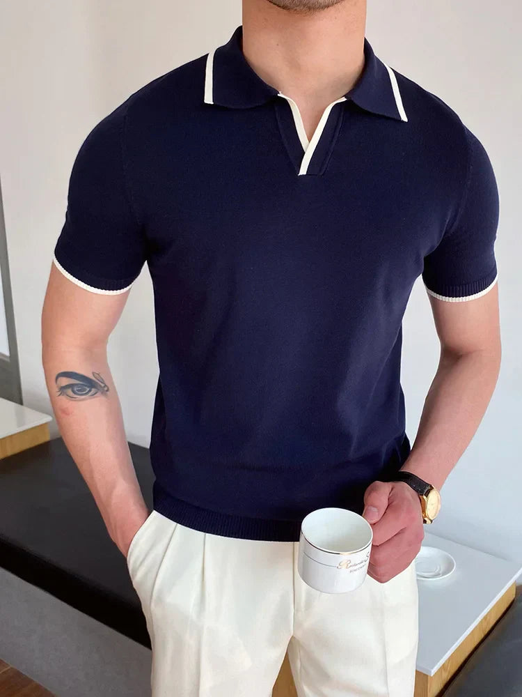Ribbed knit polo