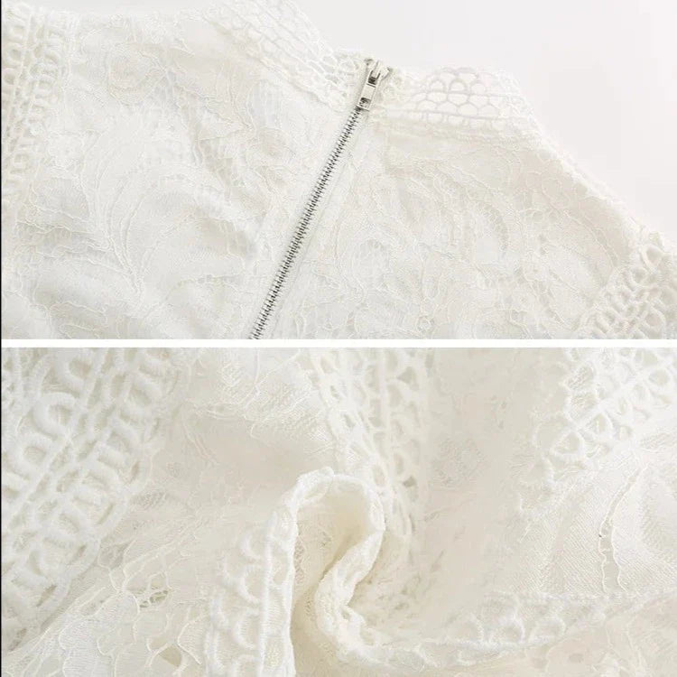 Crop top blanc dentelle
