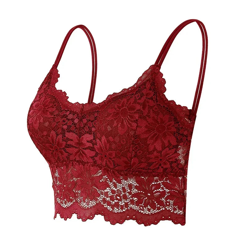 Crop top dentelle rouge