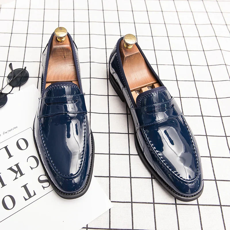 Blue penny loafers