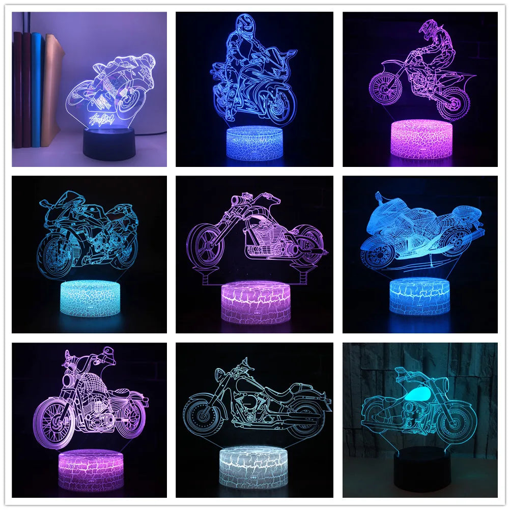 Lampe de chevet 3D Tactile Moto