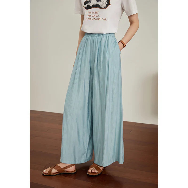 Pantalon plissé bleu
