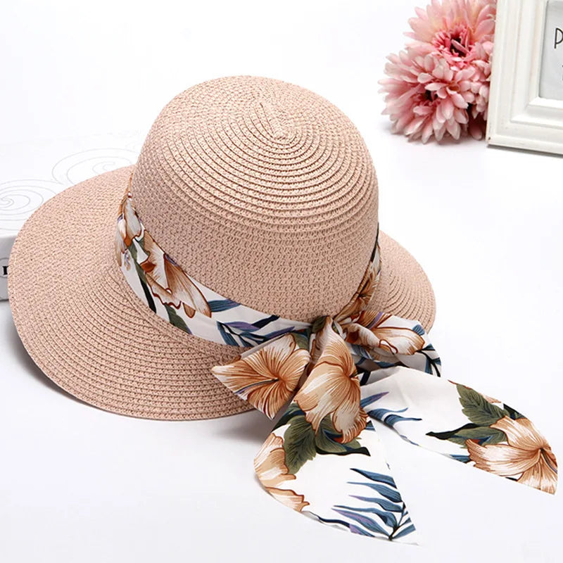Chapeau de Paille à Larges Bords – Ruban Fleuri Tropical