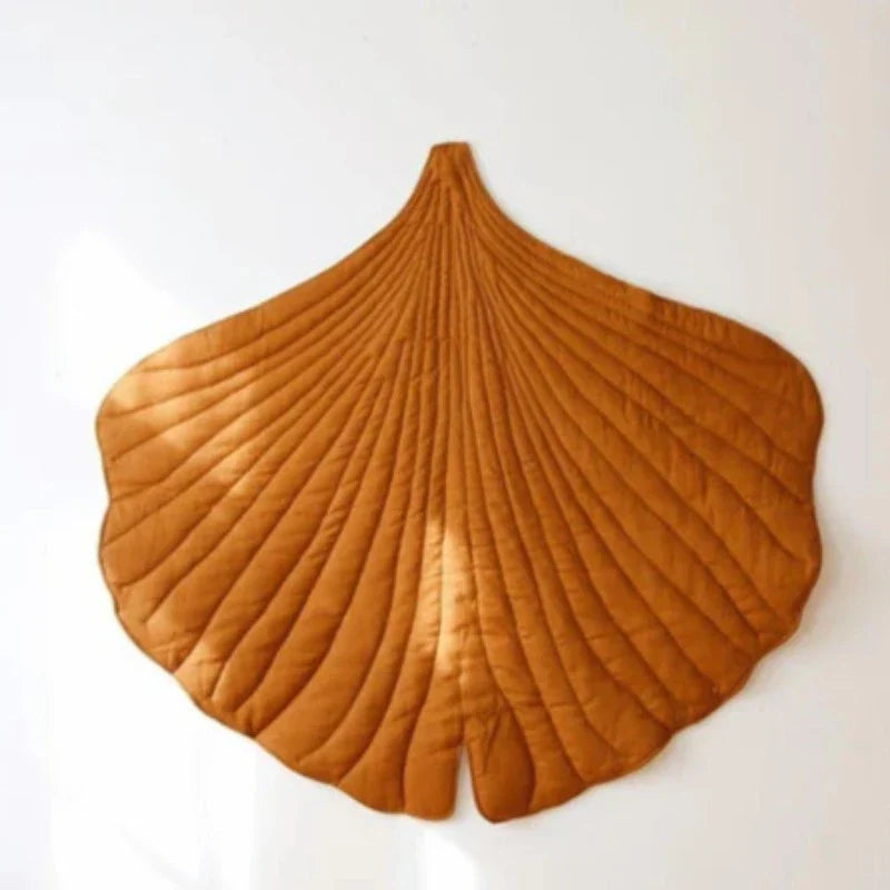 Tapis Feuille de Ginkgo en Lin “Caramel”