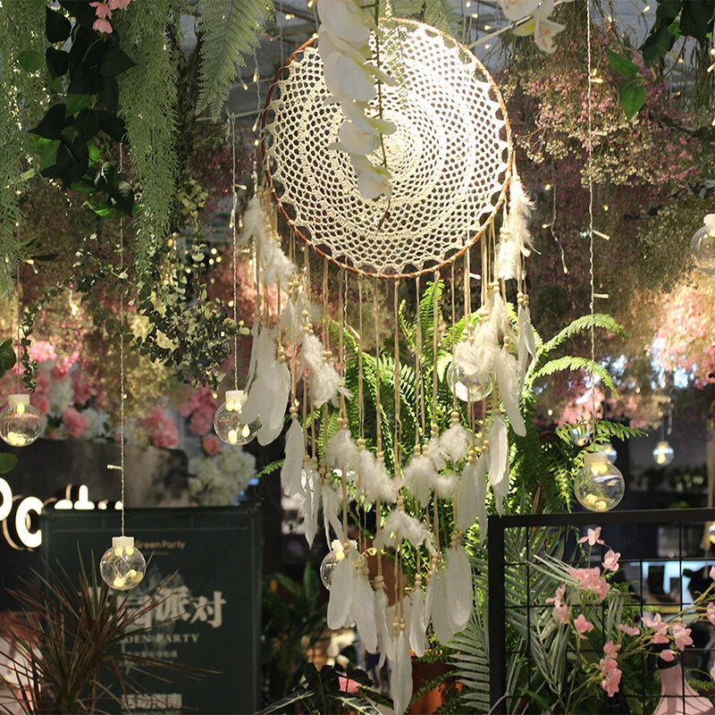 Attrape Rêve Macramé Blanc Cassé Indien