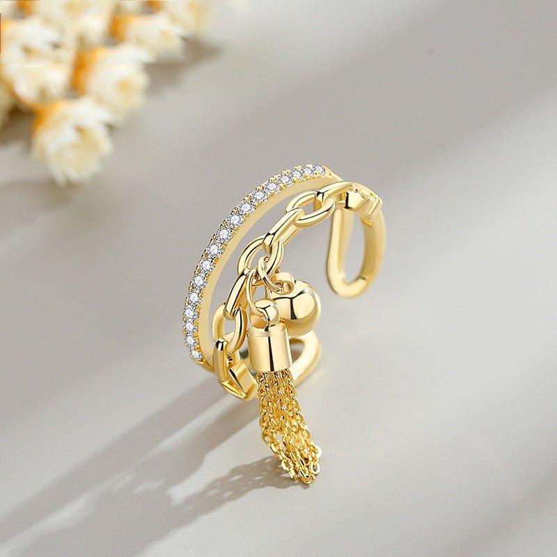 Bague pendentif chaîne et perle plaqué argent / or