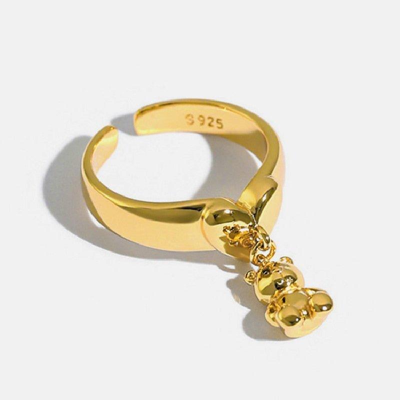 Bague pendentif ourson or