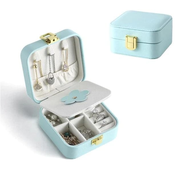 Boite à bijoux de voyage fleur avec miroir