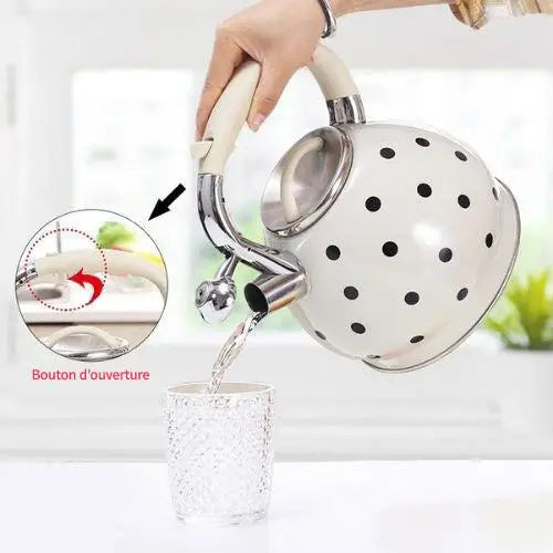 Bouilloire Blanche Vintage à Pois