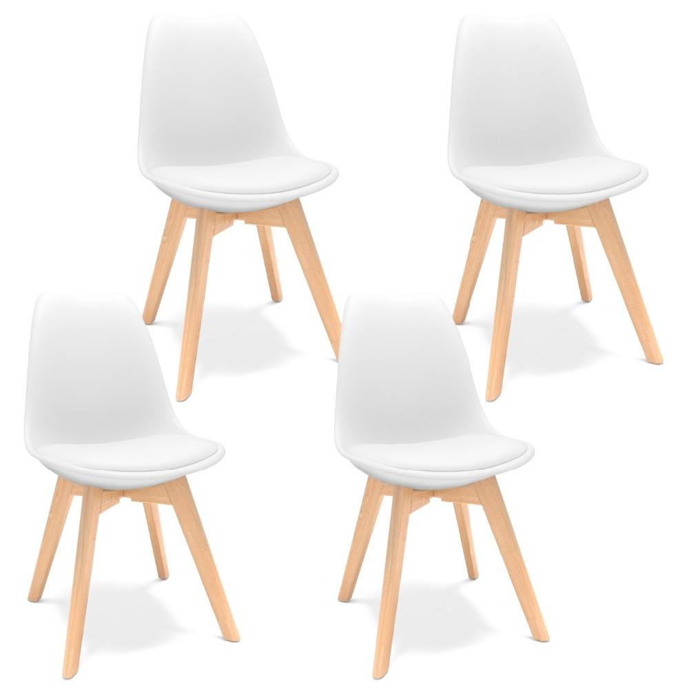 Lot de 4 Chaises Scandinaves Blanches