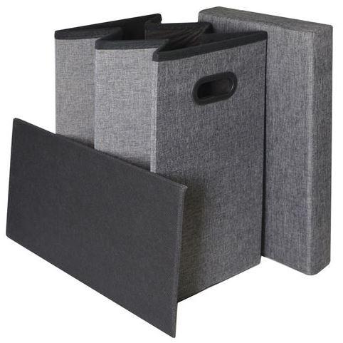Coffre de Rangement pliant Pouf Gris