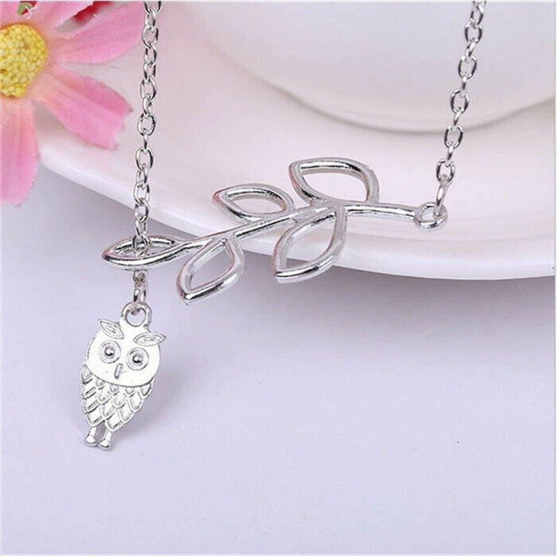 Collier floral pendentif chouette