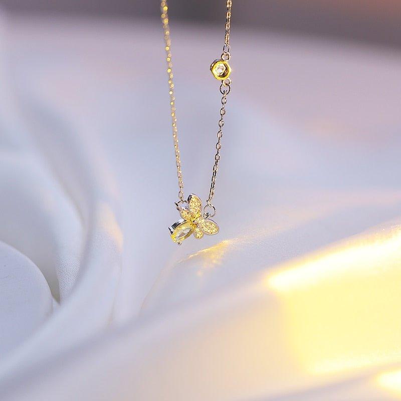 Collier pendentif abeille pierre argent 925