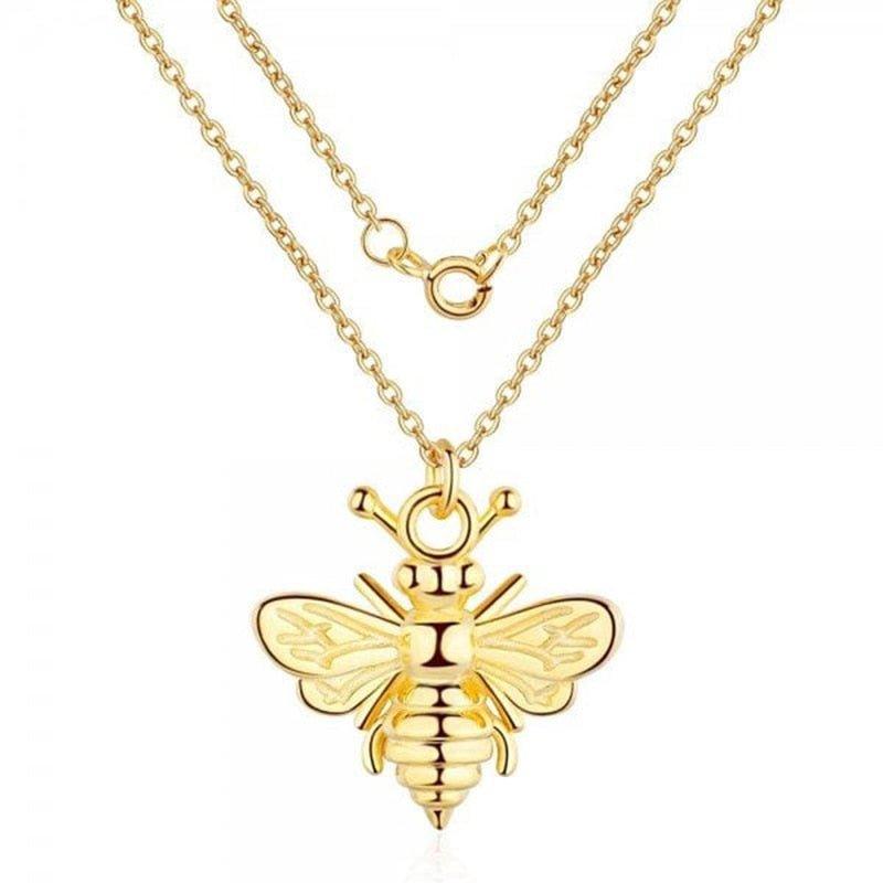 Collier pendentif abeille relief argent 925 / plaqué or