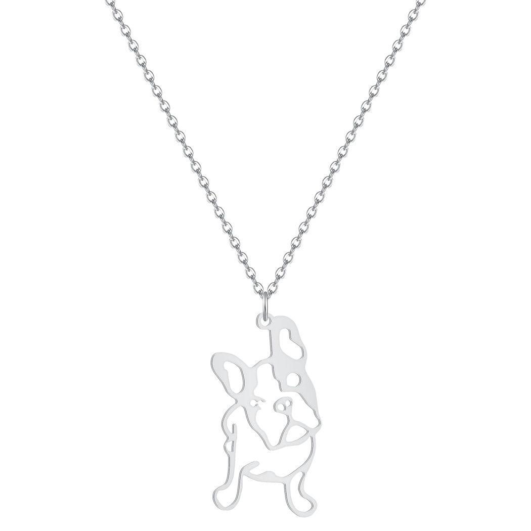 Collier pendentif chien Bulldog plaqué or / argent