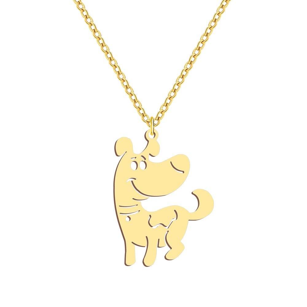 Collier pendentif chien mignon plaqué or / argent