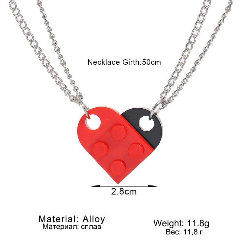 Collier pendentif coeur séparable légo