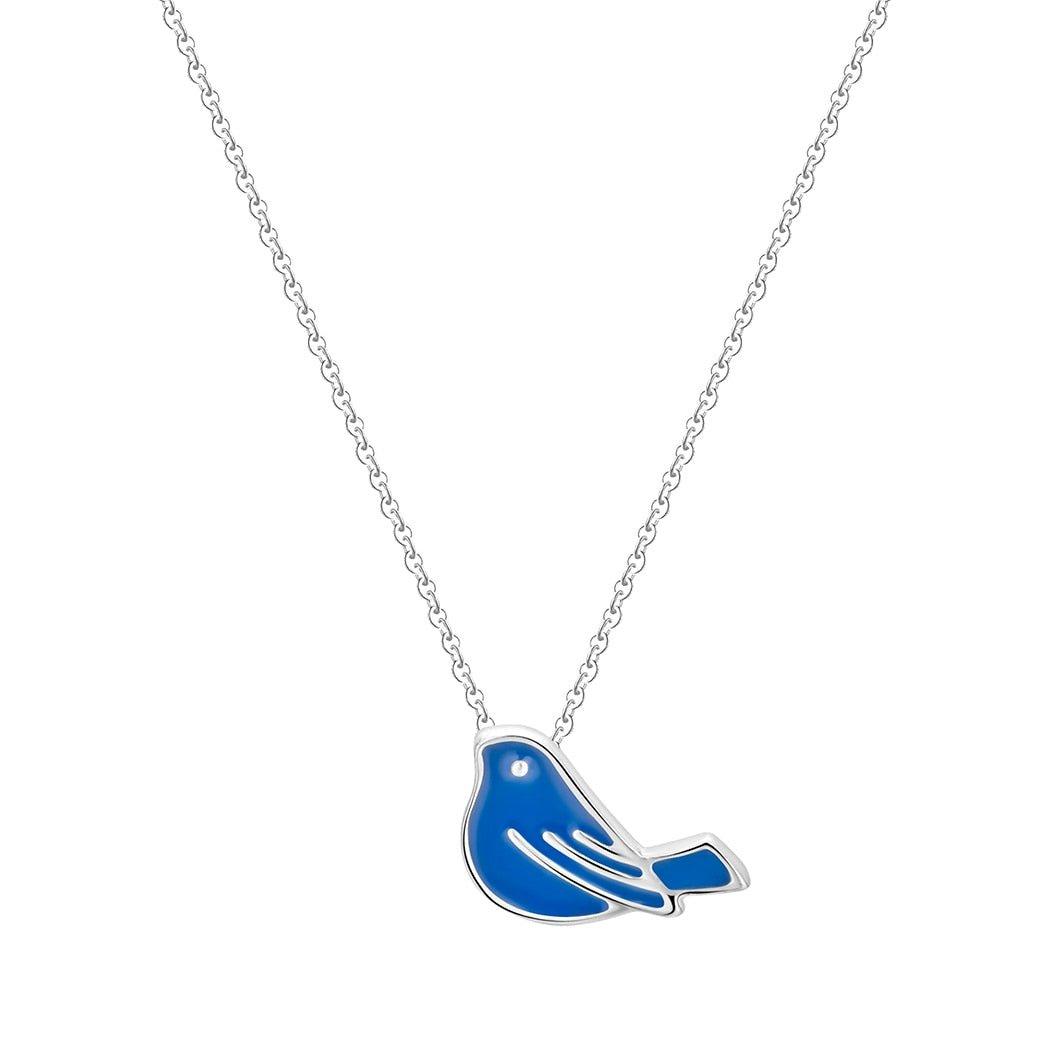 Collier pendentif colombe bleu plaqué or / argent