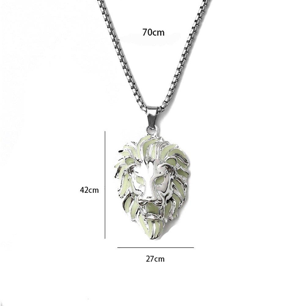 Collier pendentif lion tête lumineux