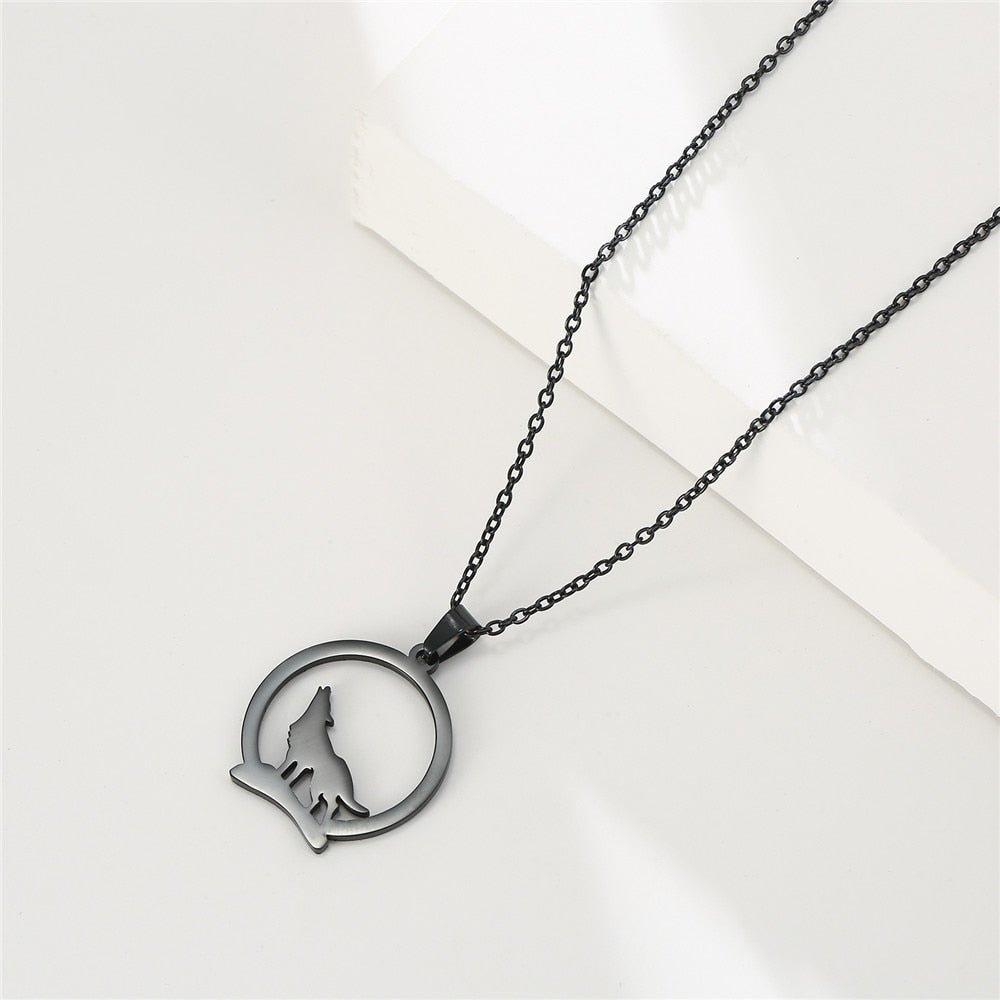 Collier pendentif loup plaqué or / or rose / argent